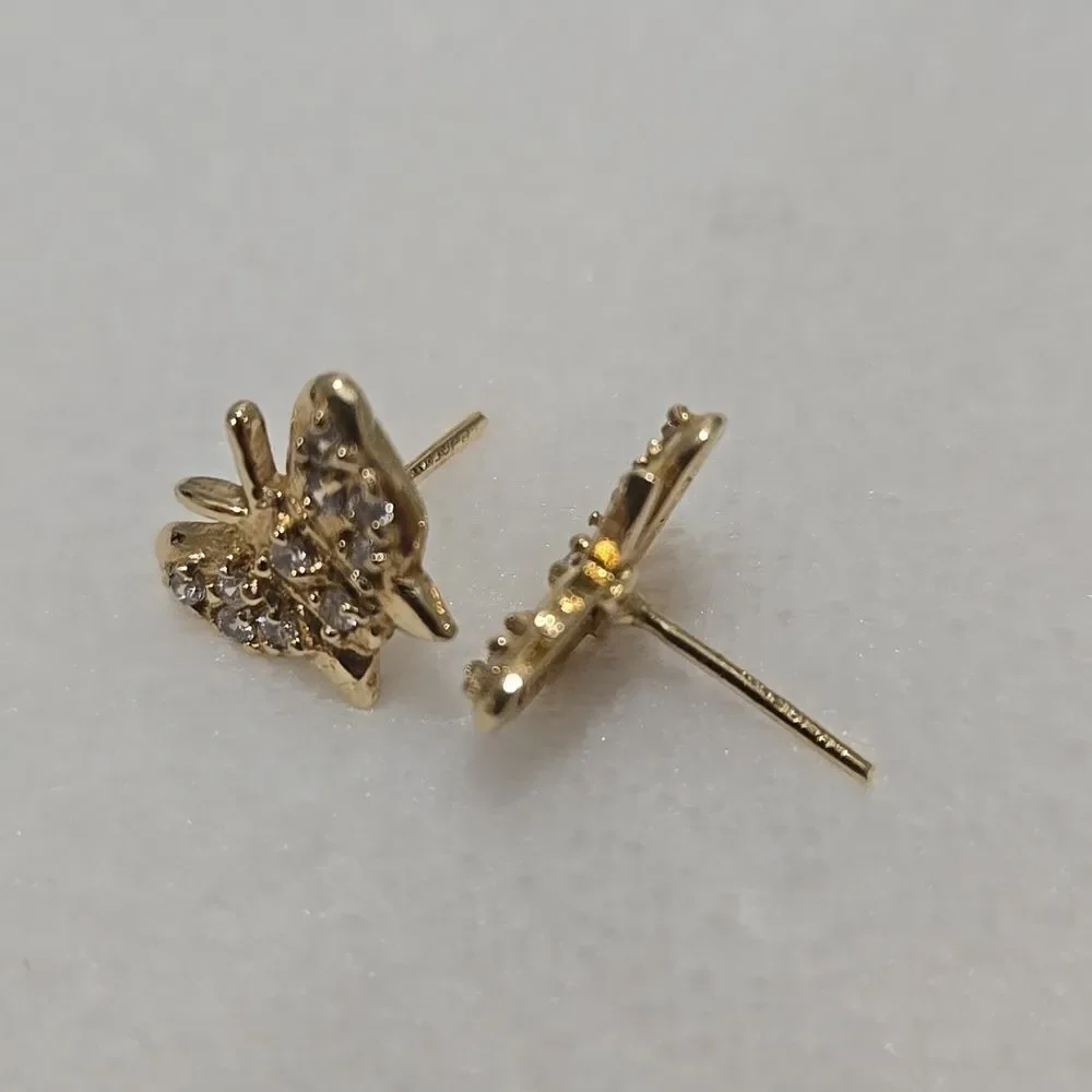 14k Solid Gold Butterfly Stud Earrings
